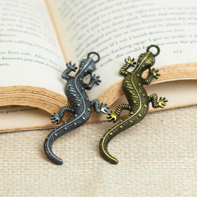 Lizard Antique Alloy Charms Pendants |  Size 72mm | 4 Pcs