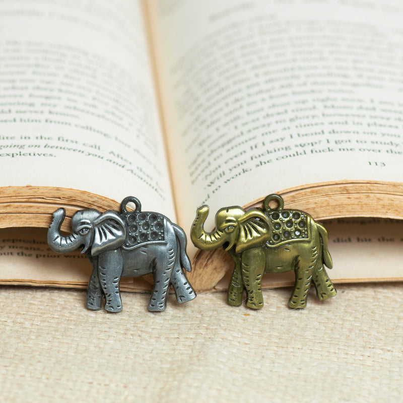 Elephant Antique Alloy Charms Pendants |  Size 38mm | 4 Pcs