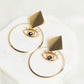 Square Shape Metal Base Earring Stud | Size : 24mm | 6pcs (3 Pair) | EF59