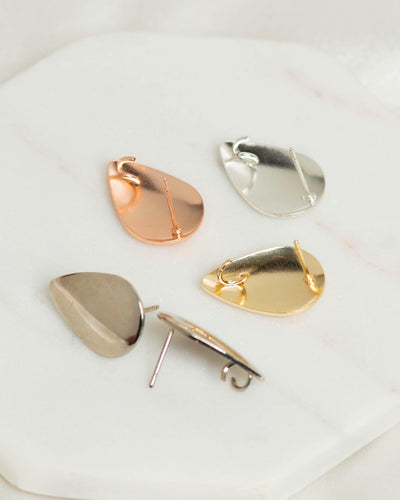 Drop Shape Metal Base Earring Stud | Size : 14mm | 6 Pcs ( 3 Pair )