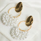 Oval Shape Metal Base Earring Stud | Size : 18mm | 6pcs (3 Pair) | EF58