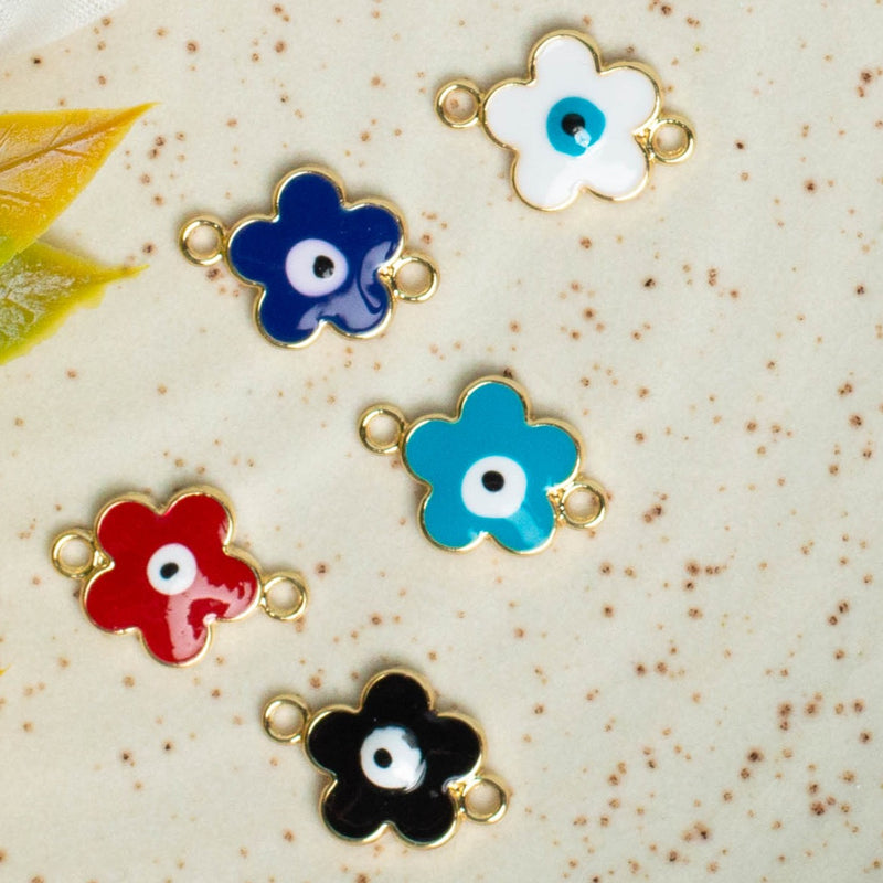 Flower Evil Eye Charms | Size : 16mm | 6 pcs