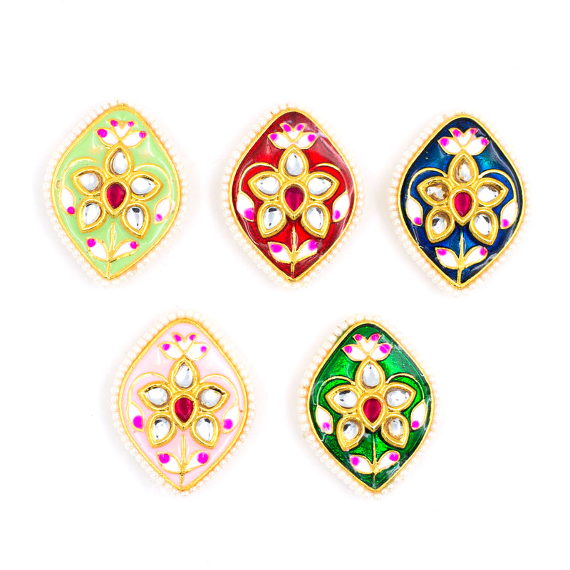 Meenakari Kundan Beads  ( C-595 ) |  Size : 26mm | 6Pcs