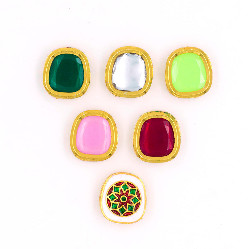 Meenakari Kundan Beads  ( C-565 ) |  Size : 17mm | 6Pcs
