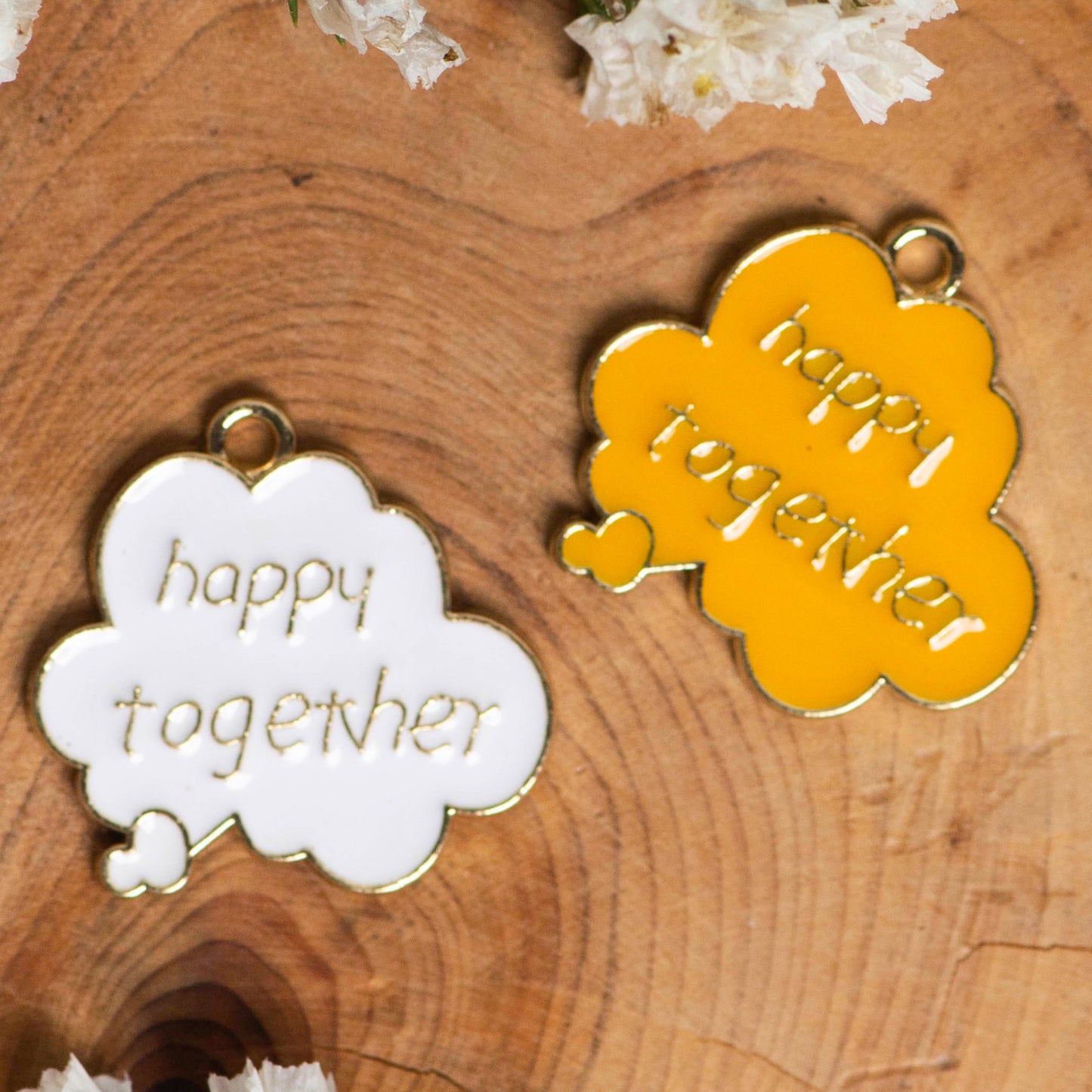 Happy Together Cloud Enamel Charms | Size : 24mm | 6pcs