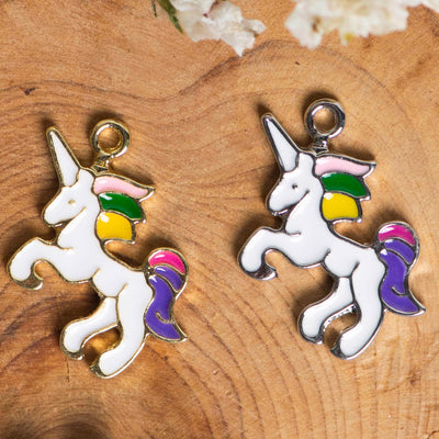 Unicorn Cartoon Alloy Enamel Charms Pendants | Size 21mm | 6Pcs-NEC-6300