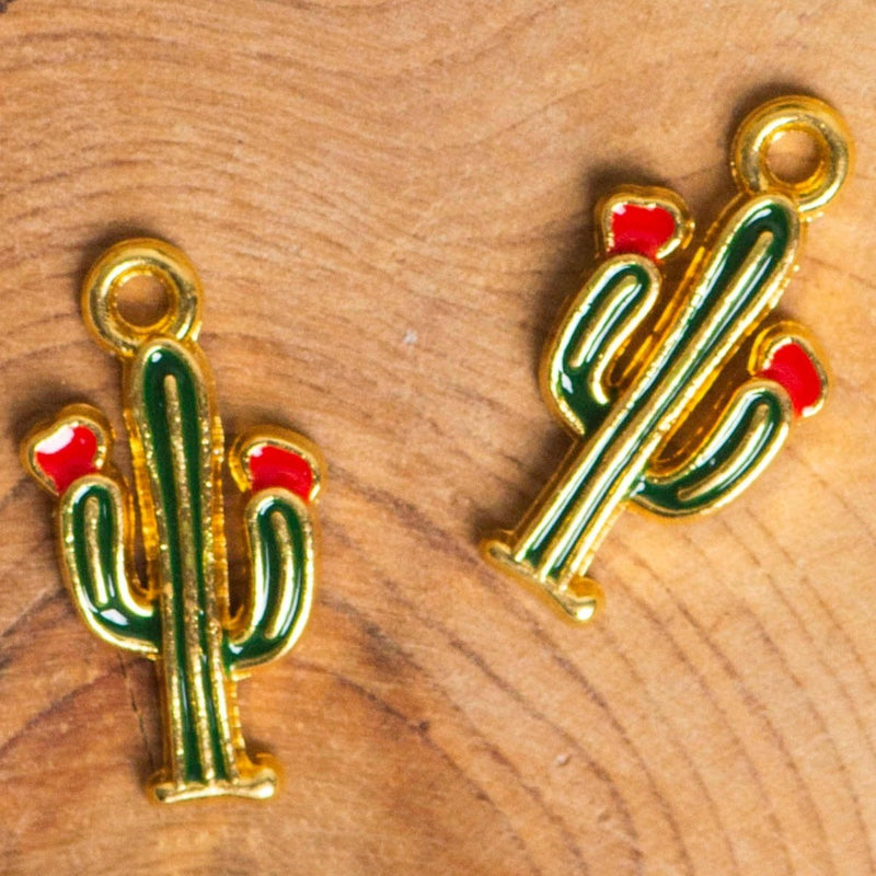 Cactus Enamel Charms Pendants | Size 20mm | 10Pcs