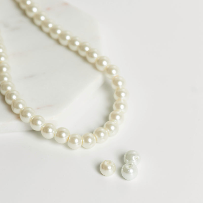 Pearl Glass Beads | Size : 8mm,10mm | 5 Line