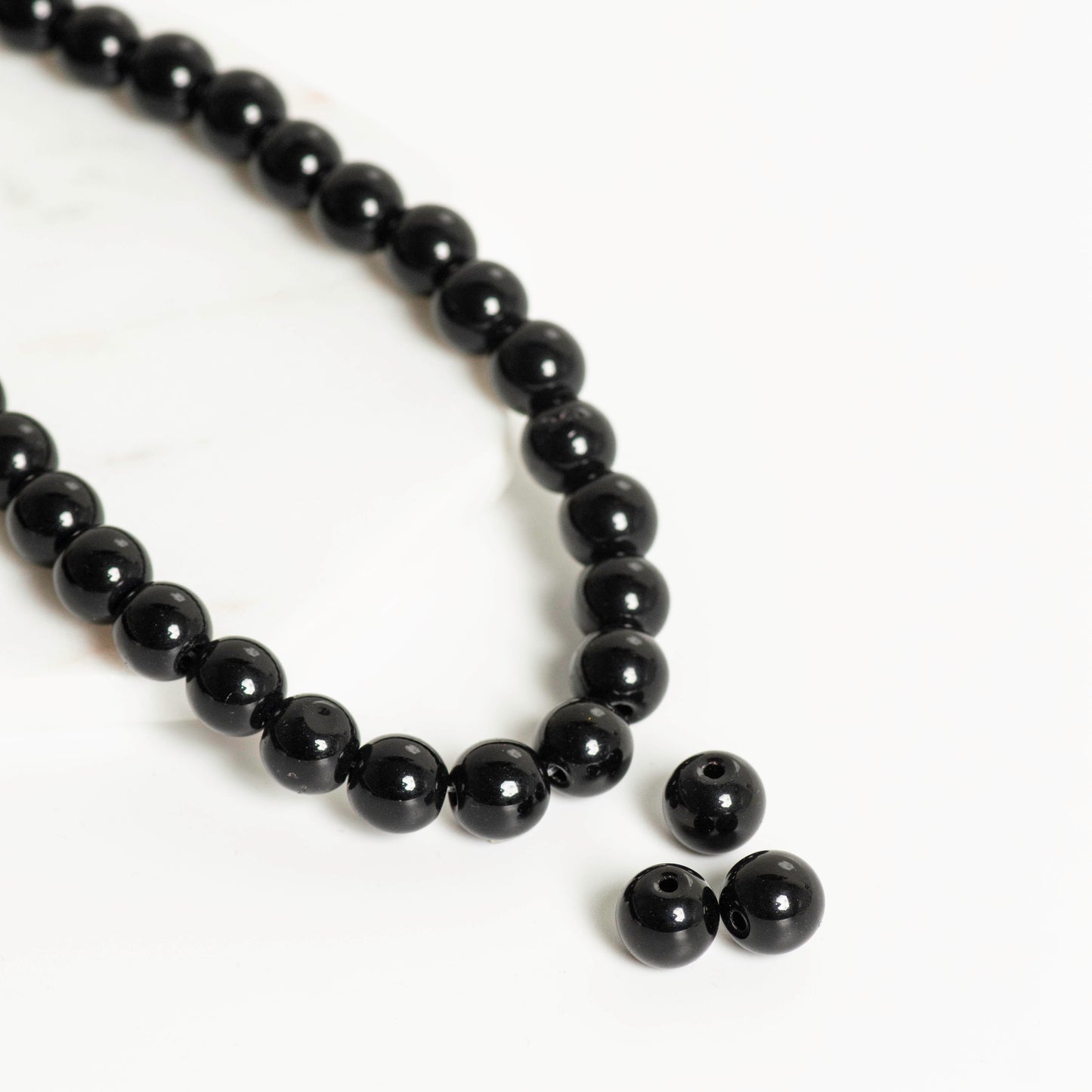Black Colour Glass Beads | Qty : 5 Line | GB02