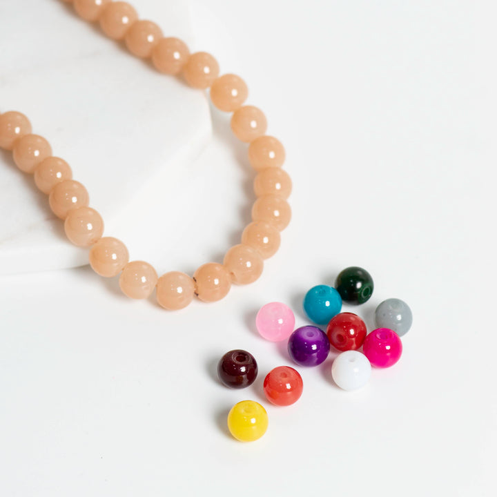 Multi Color Glass Beads | Size : 6mm,8mm,10mm | 12 Line | GB74