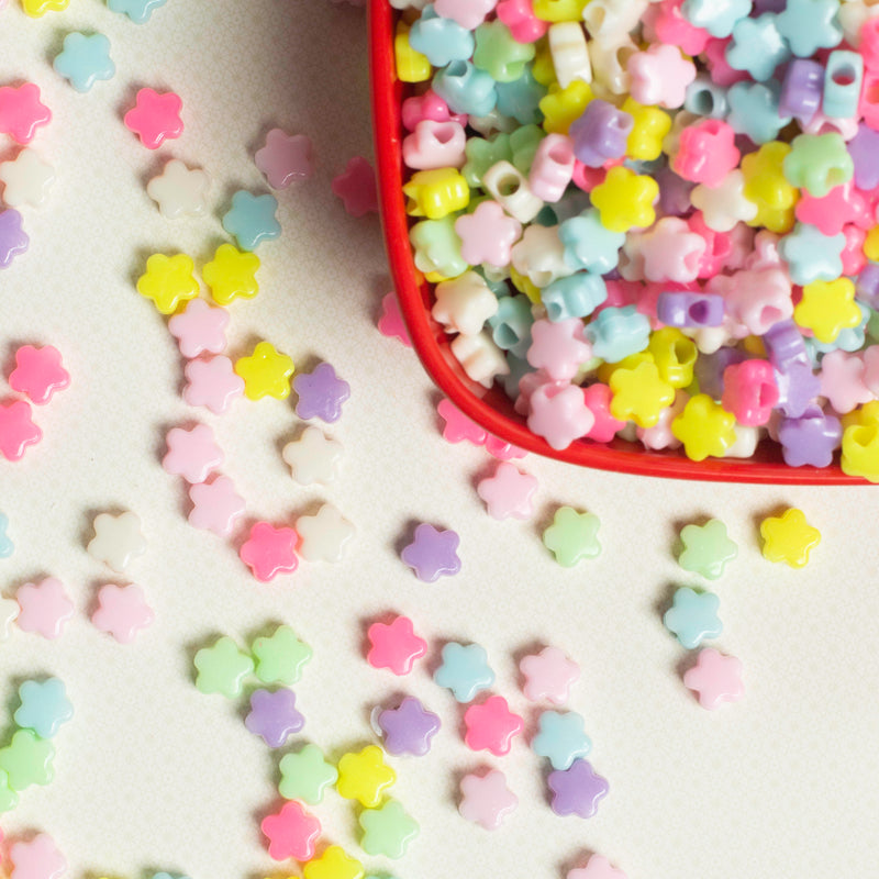 Flower Pastel Plastic Beads | Size : 10mm