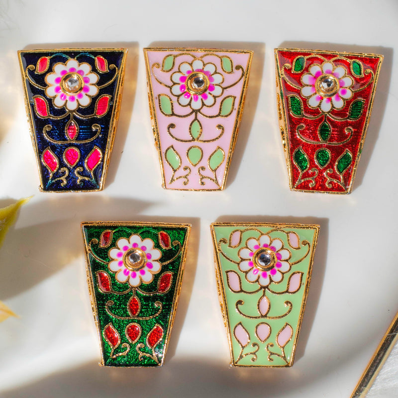 Meenakari Kundan Beads  ( C-557 ) |  Size : 26mm | 6Pcs