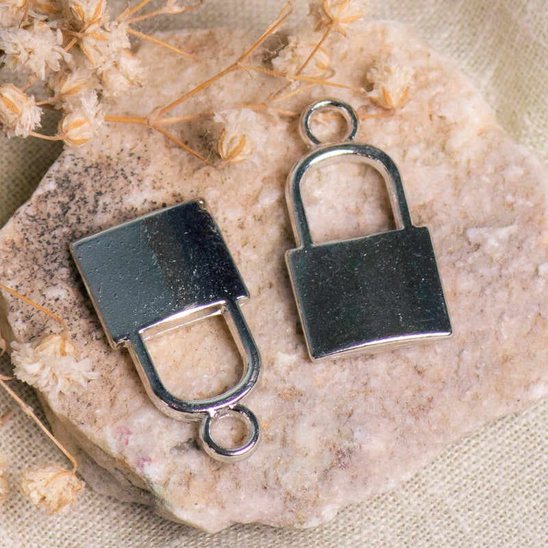 Lock Charm | Size : H-17mm W-12mm | 10 Pcs
