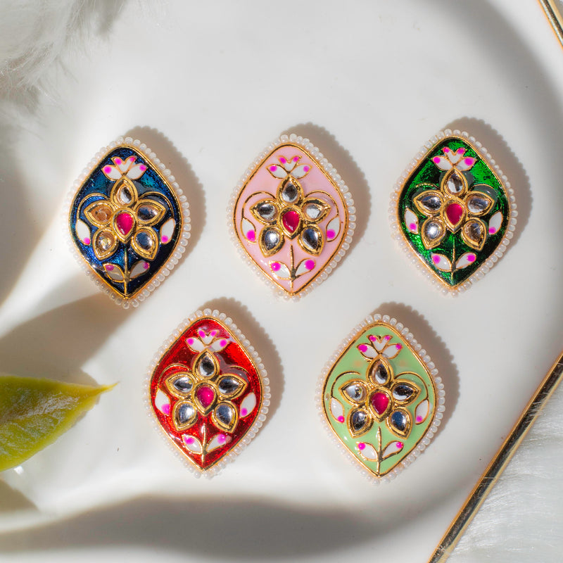 Meenakari Kundan Beads  ( C-595 ) |  Size : 26mm | 6Pcs