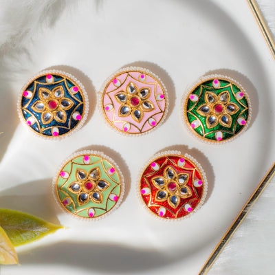 Meenakari Kundan Beads  ( C-538 ) |  Size : 24mm | 6Pcs