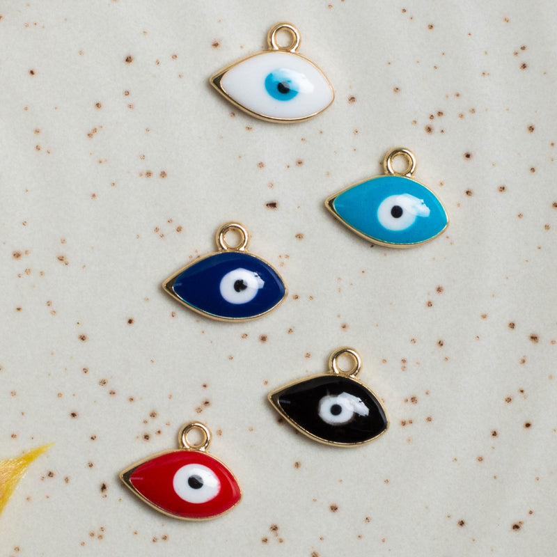 Eye Shape Evil Eye Charms Pendants | Size 14x7mm | 10Pcs