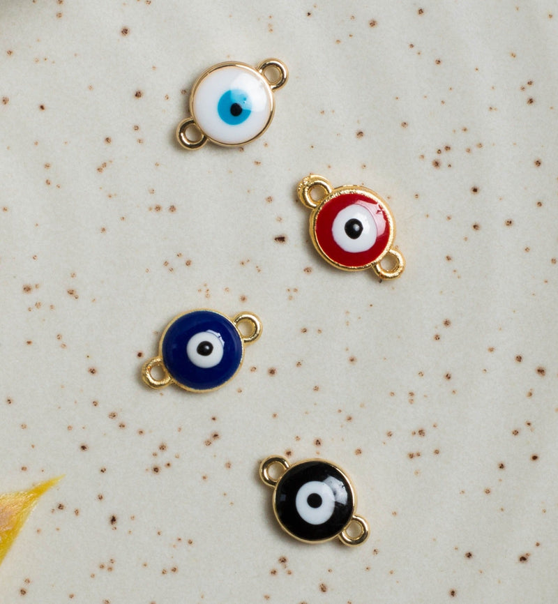 Evil Eye Connector Charms | Size : 10mm | 10Pcs