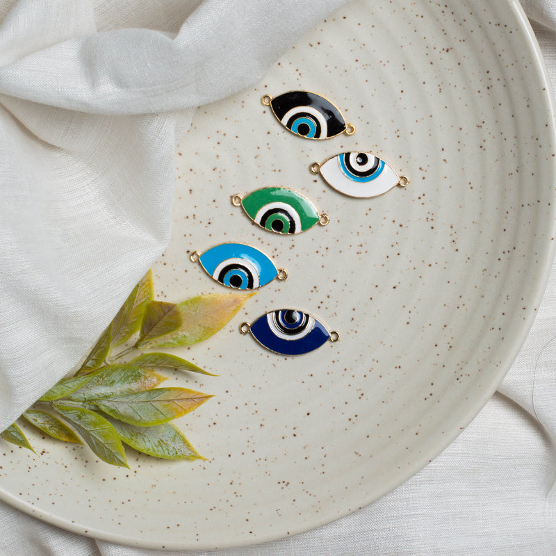 Evil Eye Enamel Connector Pendants Charms Eye Shape | SIZE 16mm | 06Pcs