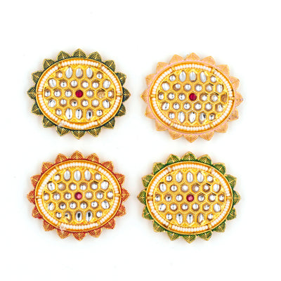 Meenakari Kundan Beads  ( C-537 ) |  Size : 40mm | 4Pcs