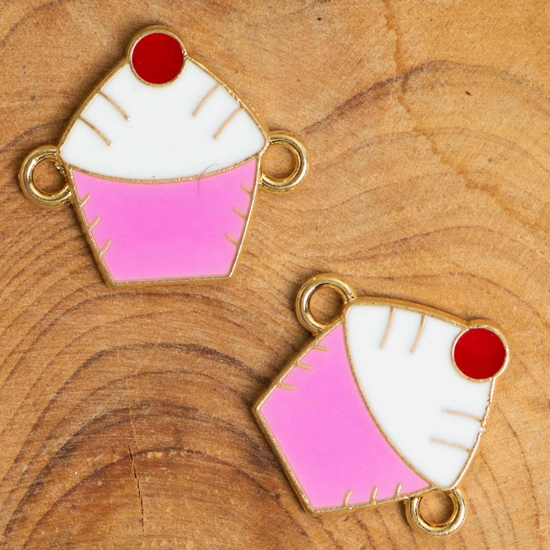 Ice Cream Enamel Charms Connector  | Size 18mm | 10Pcs