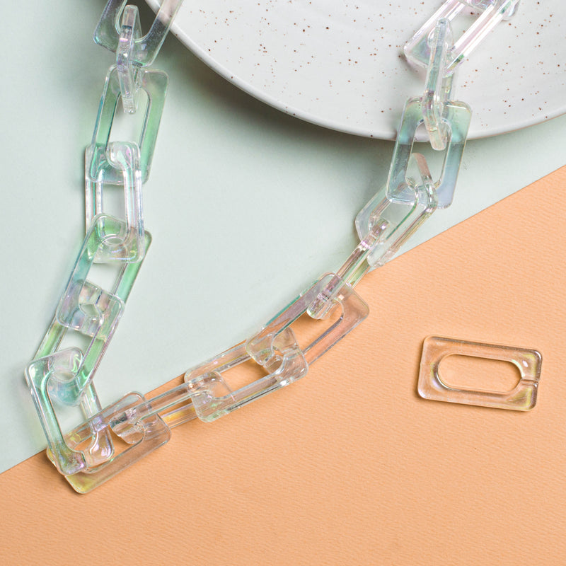 Transparent White Link Chain Mask/Sunglasses/Bag Accessories | Size 24mm 1Meter