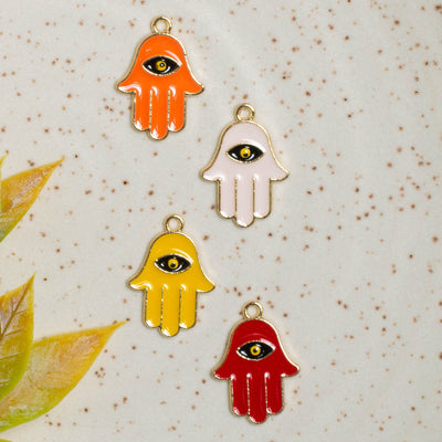 Palm Evil Eye Enamel Charms | Size 18mm (W) | 6Pcs