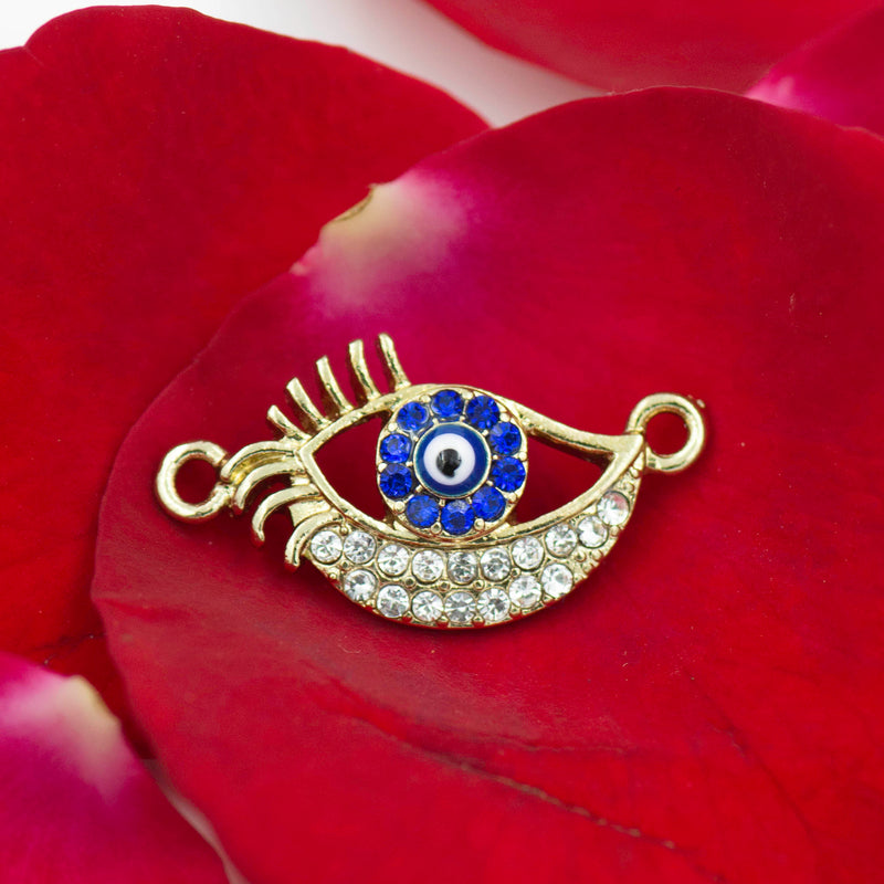 Luxure evil eye connector| Diamond Evil Eye Charms Pendants | Size 24mm Ring 4mm | 1Pcs