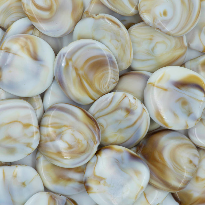 Marble Print Round Shape Plastic Beads | Size : 22mm | UC09