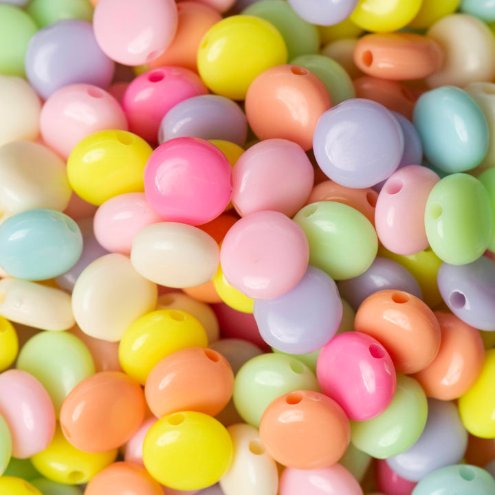 Assorted Flat Round Pastel Plastic Beads | Size : 8mm | PB143