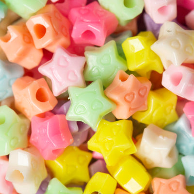 Star Smiley Pastel Plastic Beads | Size : 10mm