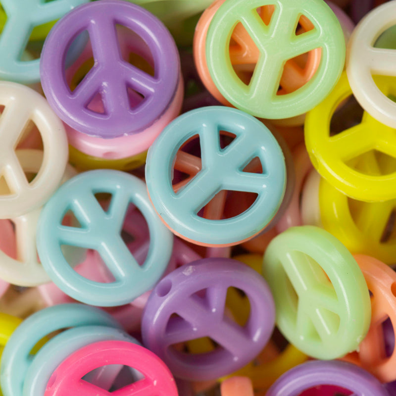 Peace Symbol Pastel Plastic Beads | Size : 9mm