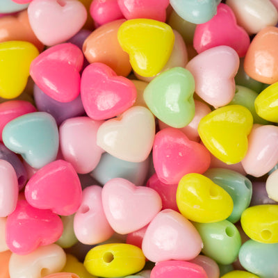 Heart Pastel Plastic Beads | Size : 7mm