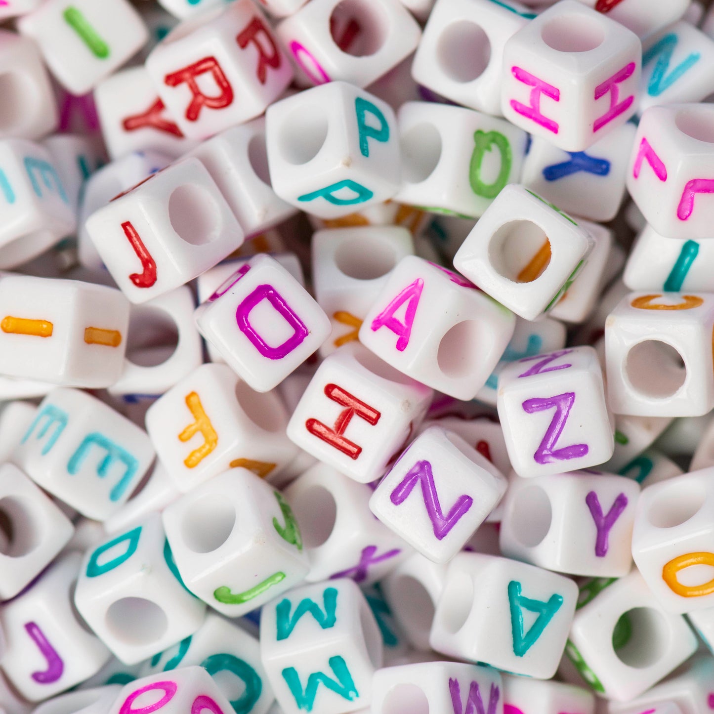Alphabet Pastel Plastic Beads  | Size : 6mm | PB119