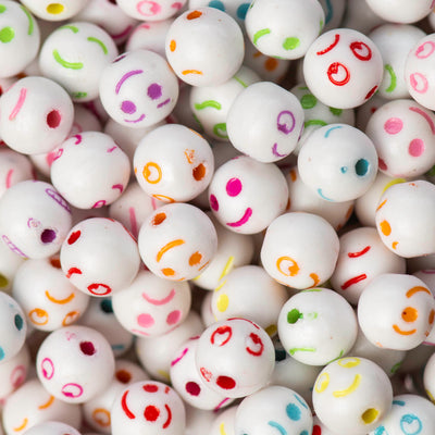 Round Smiley Pastel Plastic Beads | Size : 8mm