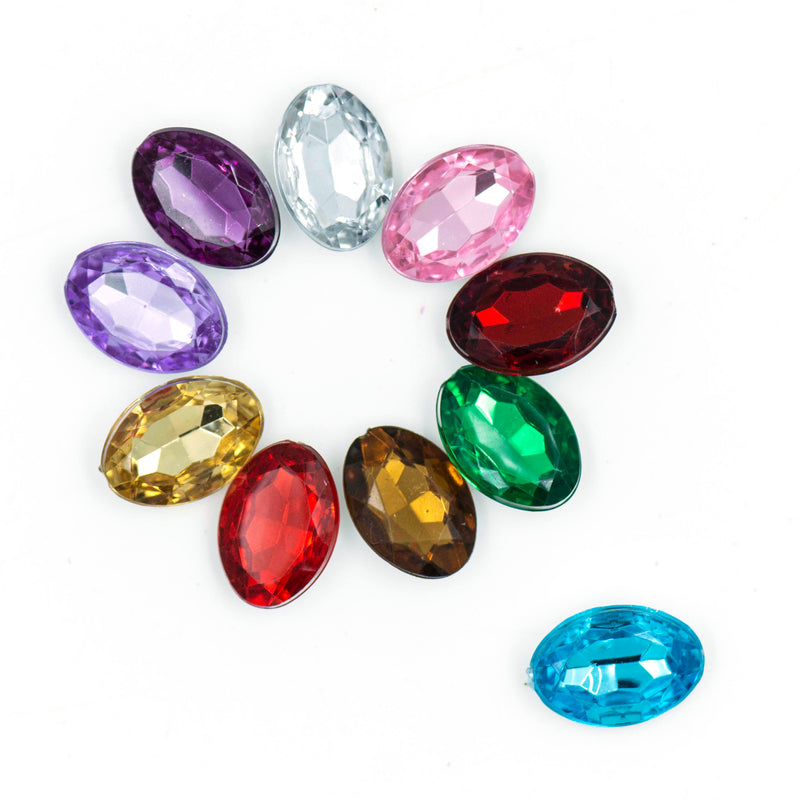 Oval Shape Acrylic Stones | Size : H-10MM W-14MM | 200 Pcs