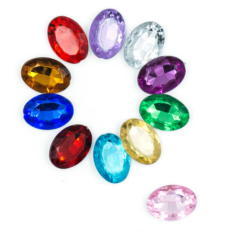 Oval Shape Acrylic Stones | Size : H-13MM W-18MM | 200 Pcs