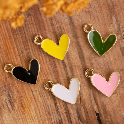 Heart Enamel Charms | Size : 13mm | 10pcs