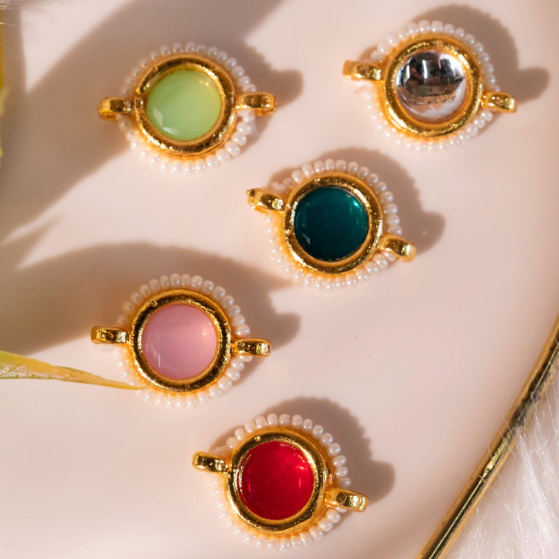 Meenakari Kundan Beads  ( C-257 ) |  Size : 14mm | 12Pcs
