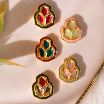Meenakari Kundan Beads ( C-291 ) | Size : 15mm | 12Pcs