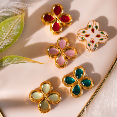 Meenakari Kundan Beads  ( C-342 ) | Size : 17mm | 12Pcs
