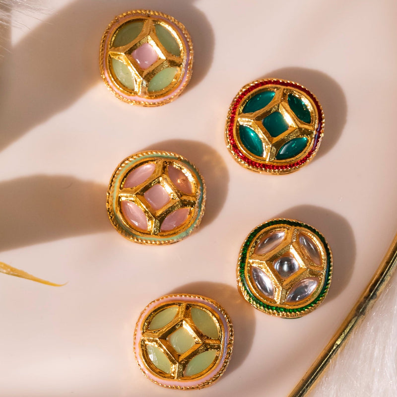 Meenakari Kundan Beads ( C-271 ) | Size 15mm | 12Pcs
