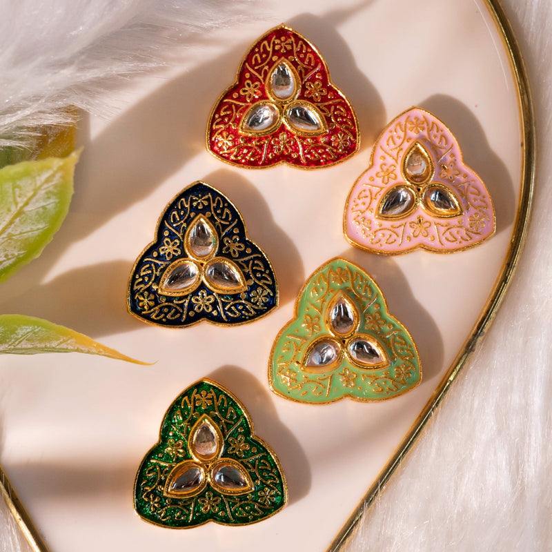 Meenakari Kundan Beads ( C-349 ) | Size : 22mm| 6 Pcs
