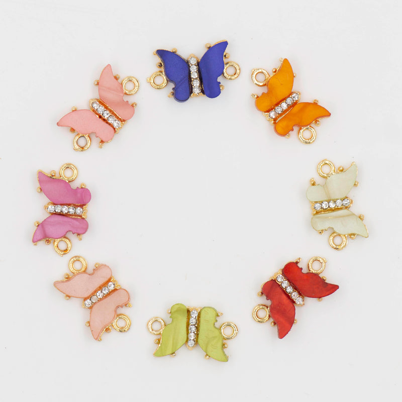 Center 2 Side Ring Butterfly Charms Connector Pendant | Size : 20MM Ring : 4MM | 6PCS