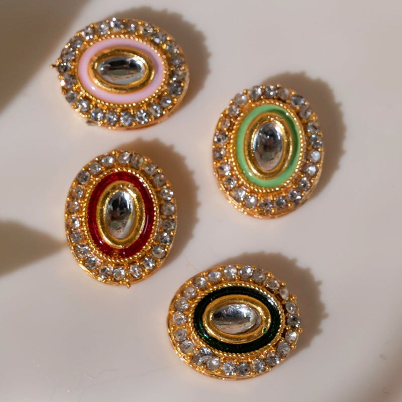 Meenakari Kundan Beads | Size : 15mm | 12Pcs