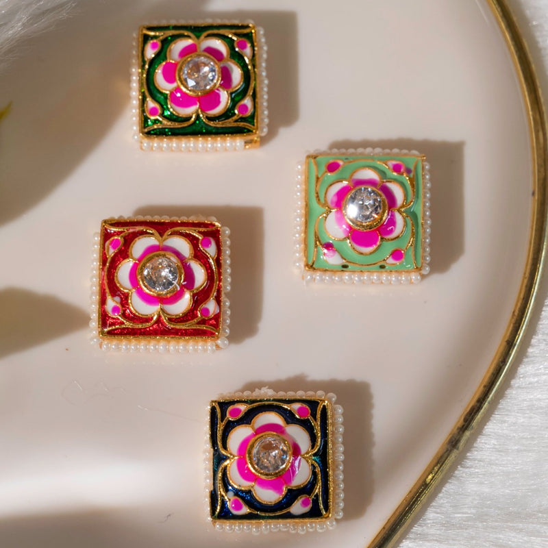 Meenakari Kundan Beads | Size : 17mm | 12Pcs