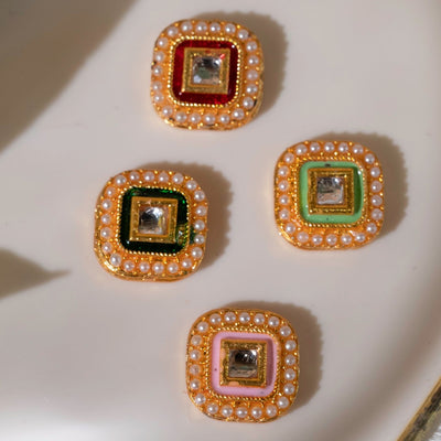 Meenakari Kundan Beads | Size : 14mm | 12 Pcs