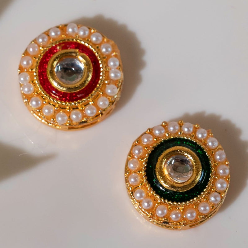 Meenakari Kundan Beads | Size : 12mm | 12pcs | MK-62