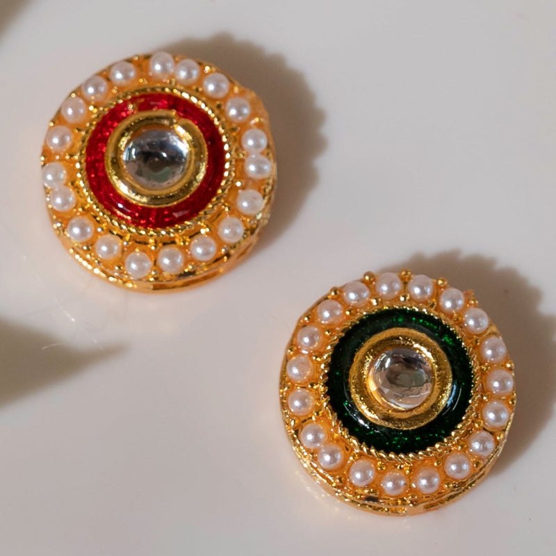 Meenakari Kundan Beads | Size : 12mm | 12Pcs
