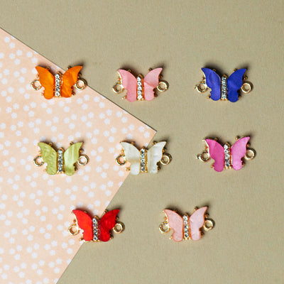 Center 2 Side Ring Butterfly Charms Connector Pendant | Size : 20MM Ring : 4MM | 6PCS