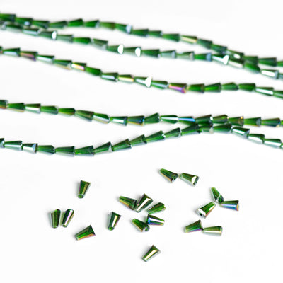 Elegant Glass Beads | Size : 3x5 Pencil  Rainbow Beads Approx. 98 Beads Perline | 5 Line